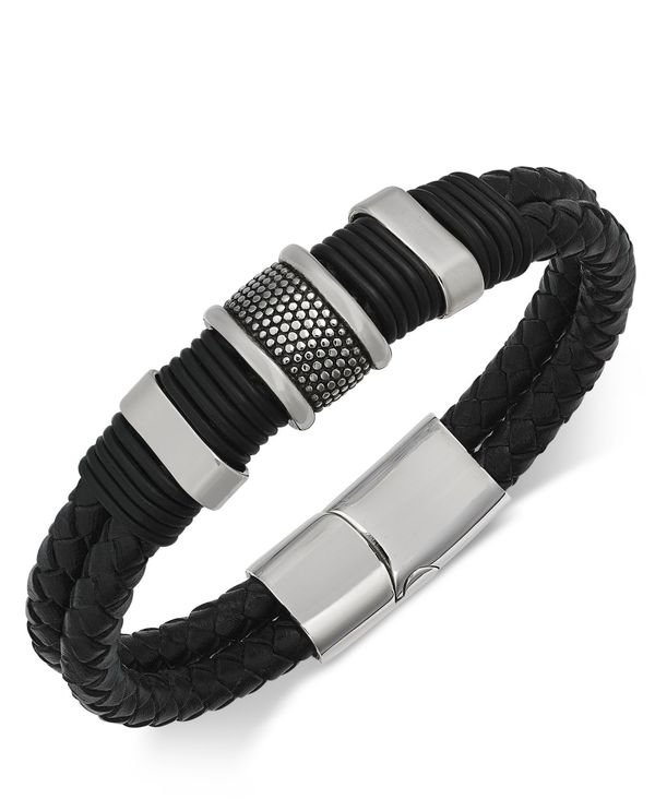 100 本物保証 ローナ サットン メンズ ブレスレット バングル アンクレット アクセサリー Men S Stainless Steel Leather Bracelet Silver 輝く高品質な Viajeslatitudsur Language4you Com