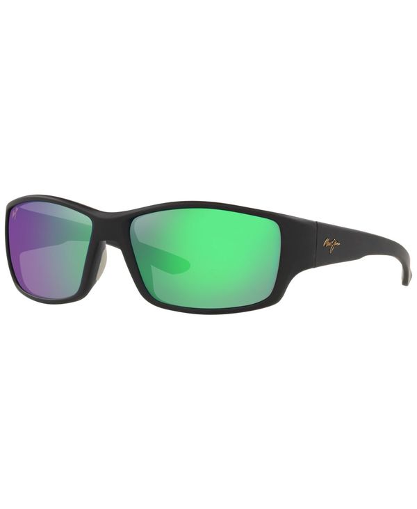 マウイジム メンズ アクセサリー サングラス・アイウェア Maui Jim Men's Polarized Sunglasses MJ000673 Local Kine 61 Black Green ブラック