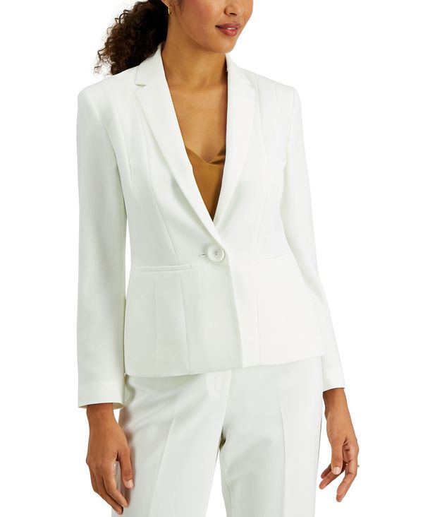 カスパール レディース アウター ジャケット・ブルゾン クレープ ブレザー Kasper Crepe One-Button Blazer Vanilla|ReVida 店