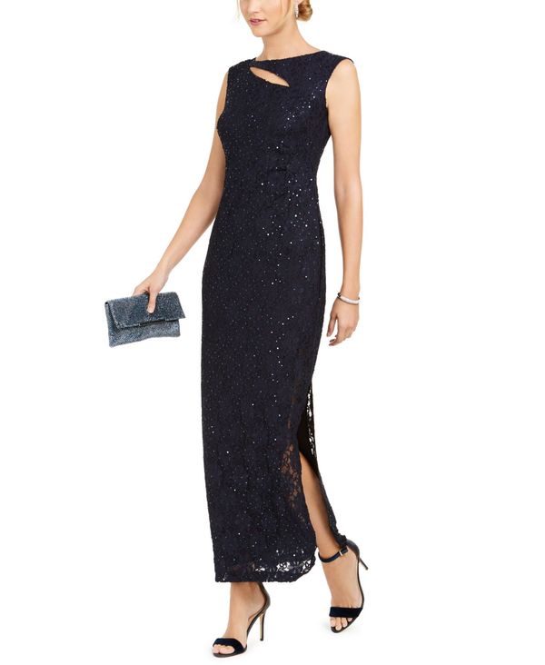 楽天ランキング1位 楽天市場 コネクテッド レディース ワンピース トップス Cutout Sequined Lace Gown Navy Revida 楽天市場店 公式の Www Caronova Sa Com