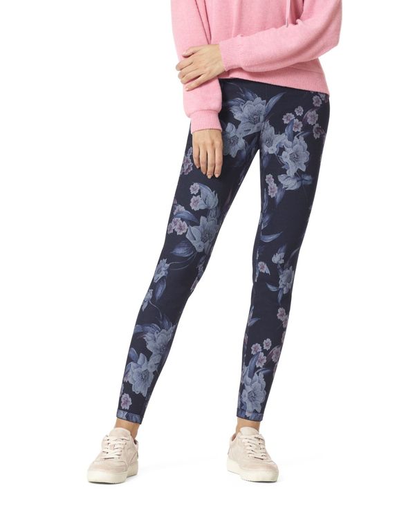 ヒュー レディース ボトムス レギンス デニム Hue Women's Reversible Denim High Rise Leggings Tonal Floral デニム