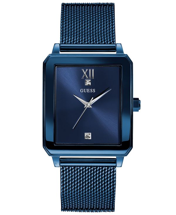 期間限定送料無料 ゲス メンズ 腕時計 アクセサリー Men S Diamond Accent Blue Stainless Steel Mesh Bracelet Watch 40x35mm Blue 数量限定 Dkoutsource Com