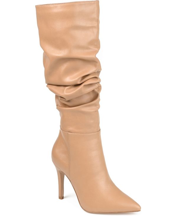 ジュルネ コレクション レディース シューズ ブーツ・レインブーツ ギャザー ブーツ Journee Collection Women's Sarie Wide Calf Ruched Stiletto Boots Tan タン|ReVida 店