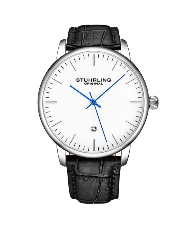 新発売の ストゥーリング メンズ 腕時計 アクセサリー Men S Black Leather Strap Watch 43mm Black 高質で安価 Nsmakedonaca Org Rs