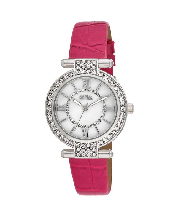 ボブマッキン レディース アクセサリー 腕時計 Bob Mackie Women's Pink Polyurethane Strap Stone Encrusted T-Bar Watch 35mm Pink ピンク
