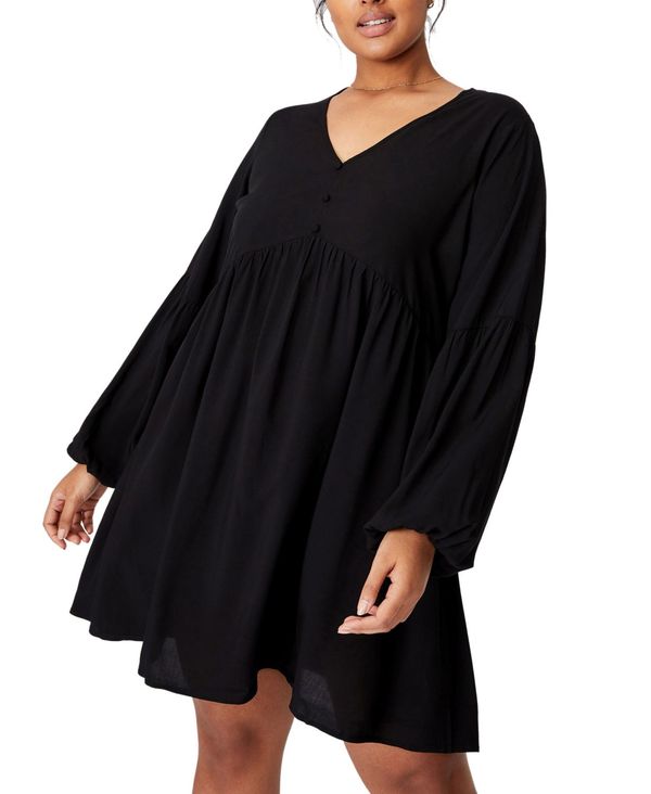 現金特価 コットンオン レディース ワンピース トップス Trendy Plus Size Woven Linda Long Sleeve Mini Dress Black 人気no 1 本体 Www Estelarcr Com