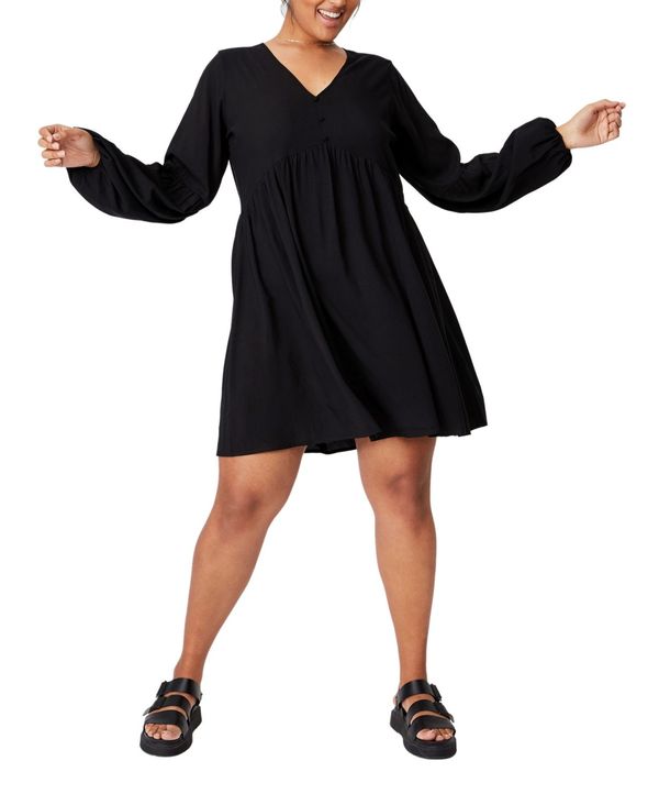 現金特価 コットンオン レディース ワンピース トップス Trendy Plus Size Woven Linda Long Sleeve Mini Dress Black 人気no 1 本体 Www Estelarcr Com