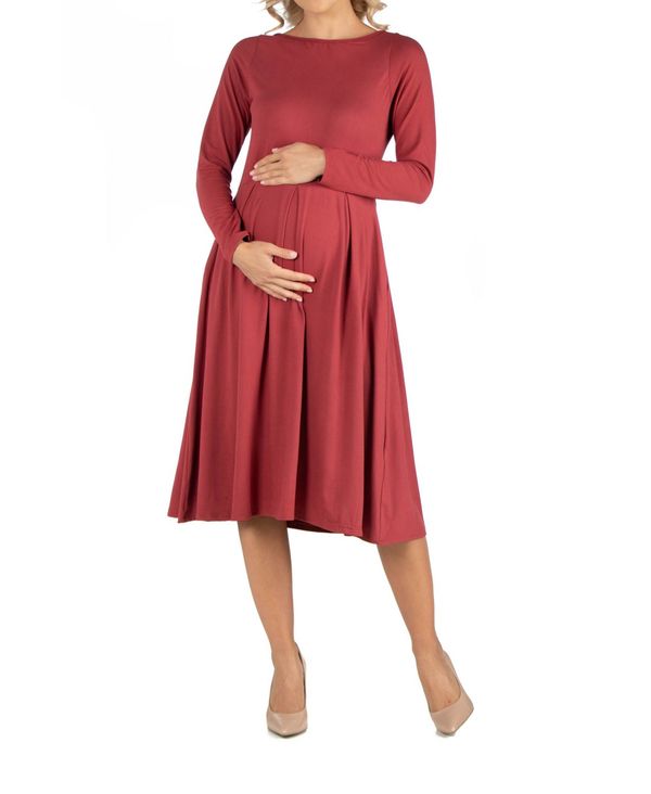 高級ブランド Brick Dress Maternity Pocket Flare And Fit Length Midi トップス ワンピース レディース 24セブンコンフォート 51 Brick Bhashaprofs Com