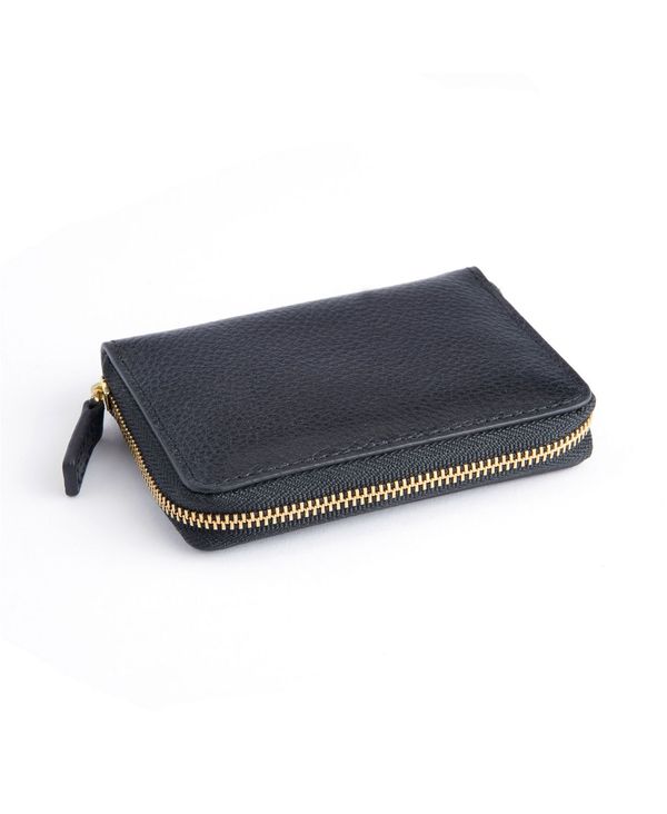 ロイス メンズ アクセサリー 財布 レザー ROYCE New York Men's Pebbled Leather Zippered Credit Card Wallet Black ブラック｜ReVida 店