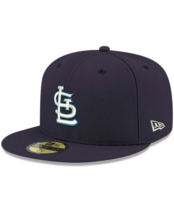 ニューエラ メンズ アクセサリー 帽子 ロゴ New Era Men's Navy St. Louis Cardinals Logo White 59FIFTY Fitted Hat Navy ネイビー｜ReVida 店