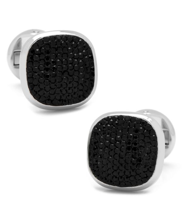 カフリンクス メンズ カフスボタン アクセサリー Stainless Steel Pave Crystal Cufflinks Black