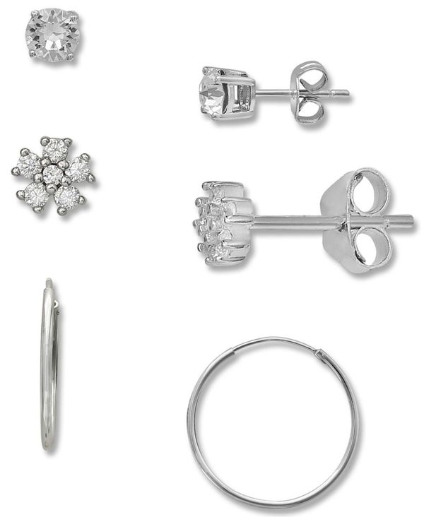 安心の定価販売 ジャーニ ベルニーニ レディース ピアス イヤリング アクセサリー 3 Pc Set Cubic Zirconia Stud Hoop Earrings In Sterling Silver Sterling Silver 最新人気 Www Psccommunity Com