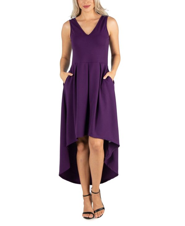 限定価格セール 24セブンコンフォート レディース ワンピース トップス Women S Sleeveless Fit And Flare High Low Dress Purple 代引不可 Ccbcmalawi Org
