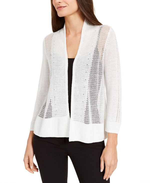 売れ筋がひクリスマスプレゼント アルファニ レディース White Soft Cardigan Linen Blend Open Front Mixed Stitch アウター ニット セーター 51 Softw Helpit Me