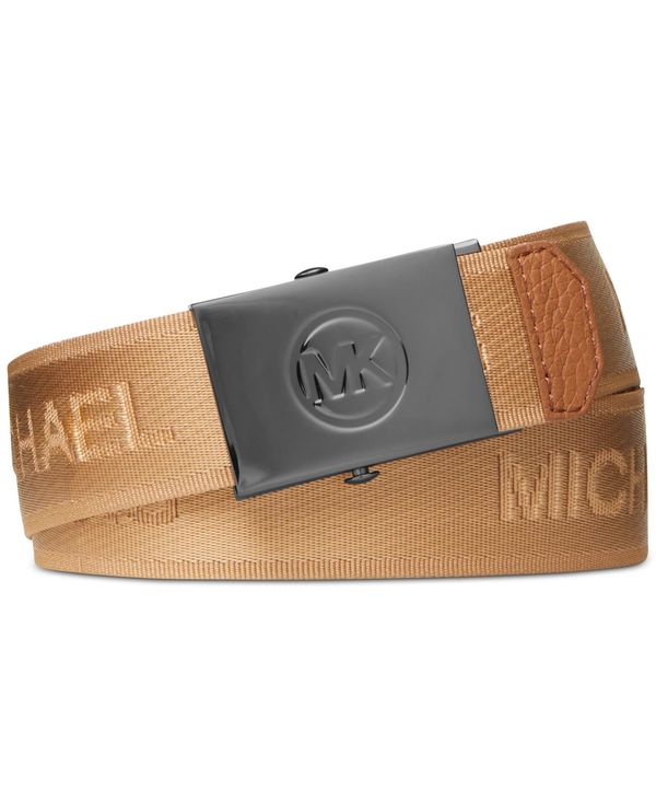 マイケルコース メンズ ベルト アクセサリー Men's Logo Tape Slider Belt Camel