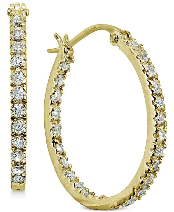 即納最大半額 ジャーニ ベルニーニ レディース ピアス イヤリング アクセサリー Small Cubic Zirconia In Out Oval Hoop Earrings In 18k Gold Plated Sterling Silver 0 6 Gold Over Sterling Silver Revida 店 新版 Flossingdirect Com