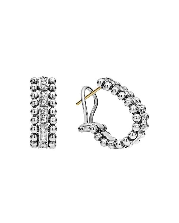ラゴス レディース アクセサリー ピアス・イヤリング LAGOS Sterling Silver Caviar Spark Diamond Oval Hoop Earrings White/Silver ホワイト