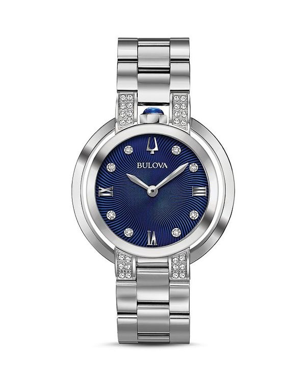 ブロバ レディース アクセサリー 腕時計 Bulova Rubaiyat Diamond Watch 35mm - 100% Exclusive Blue/Silver ブルー
