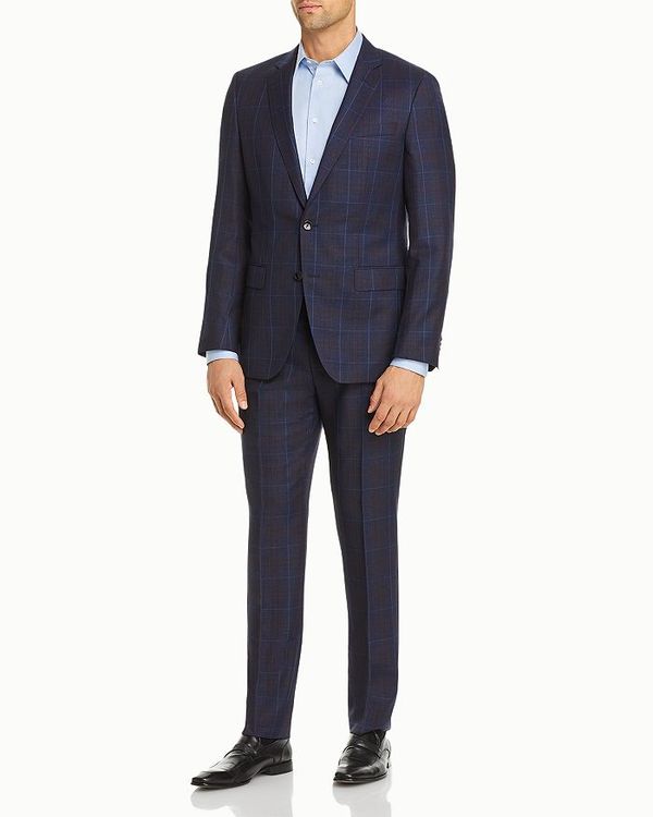 感謝の声続々 ボス メンズ ジャケット ブルゾン アウター Huge Genius Plaid Slim Fit Suit Dark Blue 最高級 Digitalbrothers Lt
