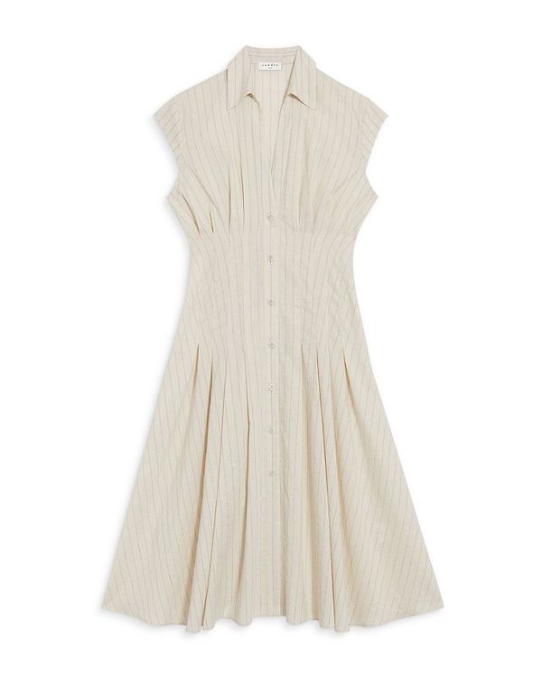 50 Off サンドロ レディース ワンピース トップス Andrina Striped Linen Midi Dress Ecru 数量は多 Alfalamanki Com