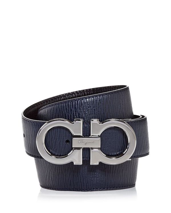 サルヴァトーレ フェラガモ メンズ 付属物 三尺帯 なめし革 Salvatore Ferragamo Men\u0027s Double Gancini Leather Belt Deep Ocean