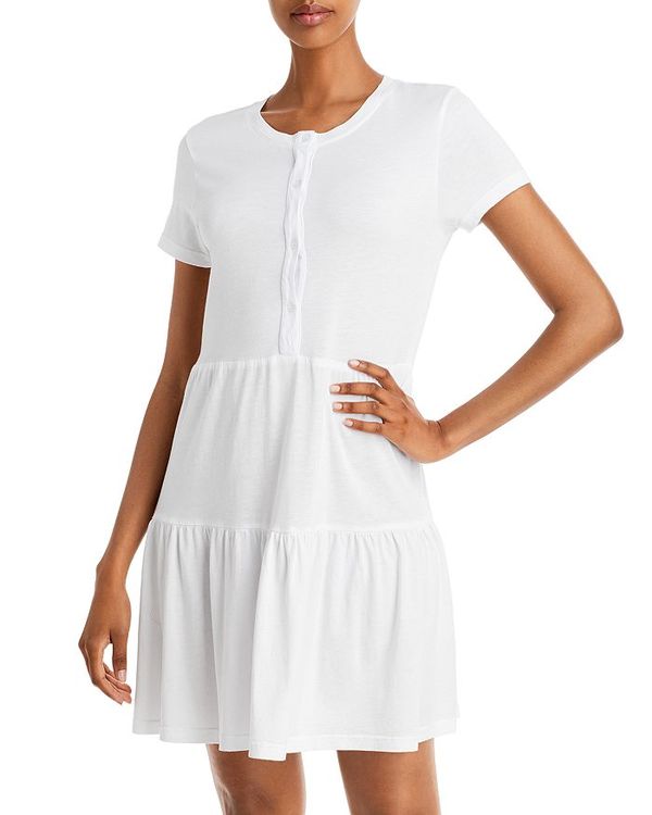 モンロー レディース ワンピース トップス Henley Tiered Mini Dress White Ice Org Br