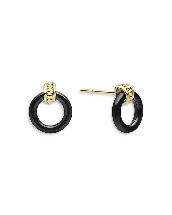 ラゴス レディース ピアス イヤリング アクセサリー 18k Yellow Gold Caviar Black Ceramic Circle Drop Earrings 100 Exclusive Black Gold Hostalbuenosaires Cat
