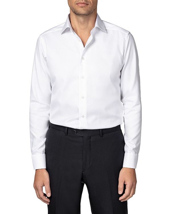 エトン メンズ トップス シャツ Eton Diagonal Weave Contemporary Fit Dress Shirt White ホワイト|ReVida 店