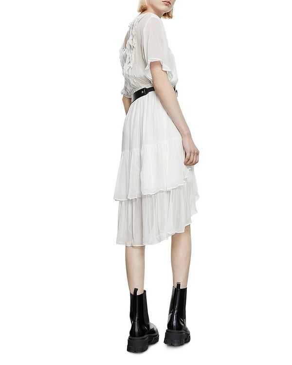 ザ クープルス レディース ワンピース トップス Long Frilly Ecru V Neck Dress Ecru Chelsesgreenhouse Com