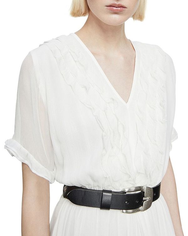 ザ クープルス レディース ワンピース トップス Long Frilly Ecru V Neck Dress Ecru Chelsesgreenhouse Com