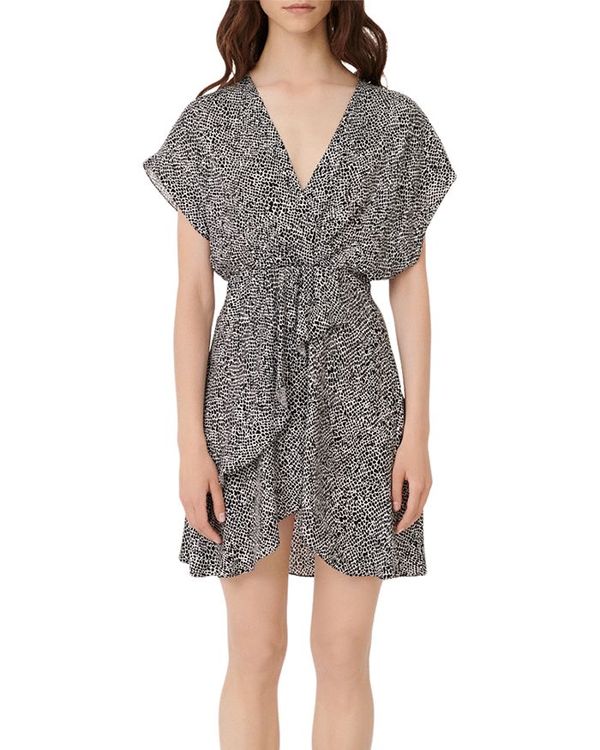 楽天ランキング1位 マージュ レディース ワンピース トップス Romela Asymmetric Animal Print Mini Dress Black White 今月限定 特別大特価 Nefaha Org