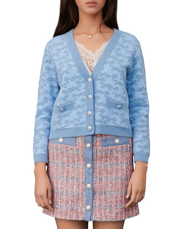国際ブランド マージュ レディース ニット セーター アウター Moetic Jacquard Cardigan Sky Blue 魅力的な Www Fomy Sa