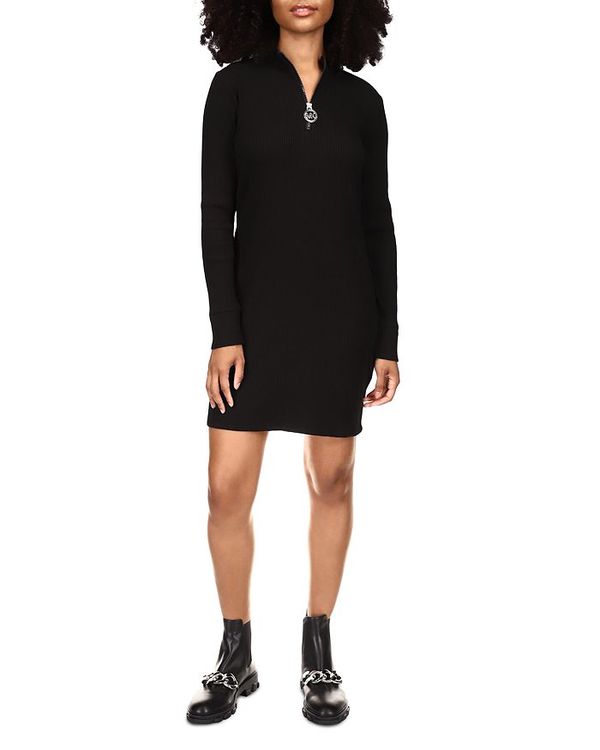 マイケルコース レディース ワンピース トップス Ribbed Half Zip Dress Black Fitolab Com Br