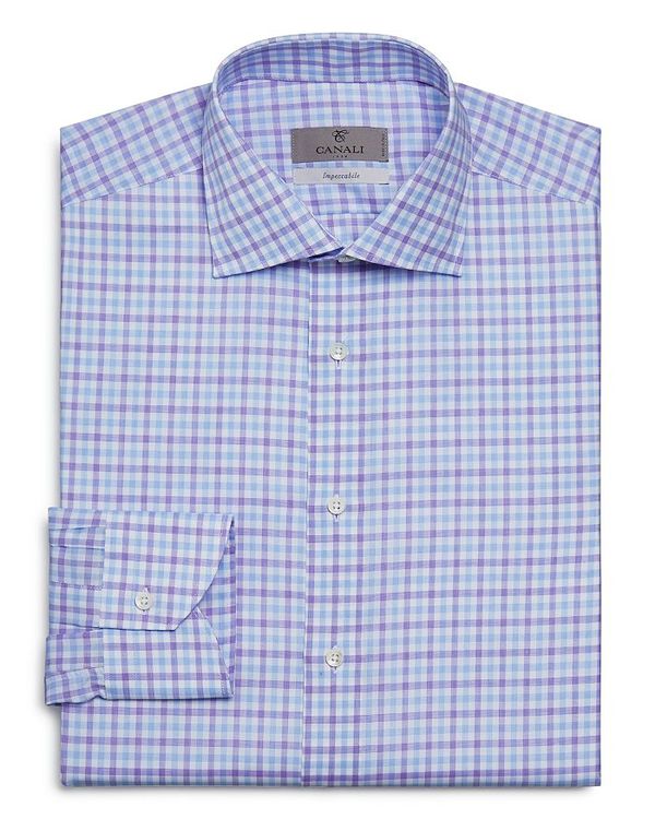 カナーリ メンズ セーター トップス Bold Check Regular Fit Dress Shirt Purple Odeftg Com