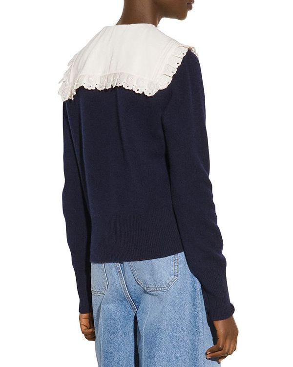 お得な情報満載 アウター ニット セーター レディース サンドロ Sivane Navy Dark Sweater Collar Pilgrim ニット セーター Slcp Lk
