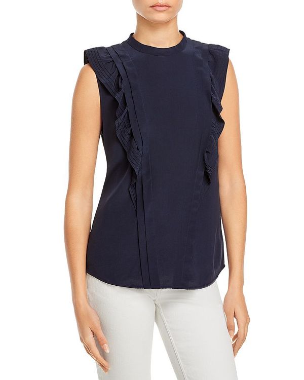 レベッカテイラー レディース シャツ トップス Silk Ruffled Top Midnight Voli Me