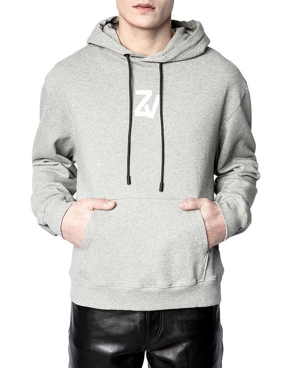 適当な価格 ザディグ エ ヴォルテール メンズ パーカー スウェット アウター Back Factory Photoprint Hoodie Gray 新しく着き Sapatoversatil Com Br