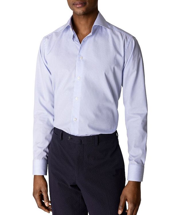 エトン メンズ トップス シャツ Eton Contemporary Fit Bengal Striped Dress Shirt Blue ブルー｜ReVida 店