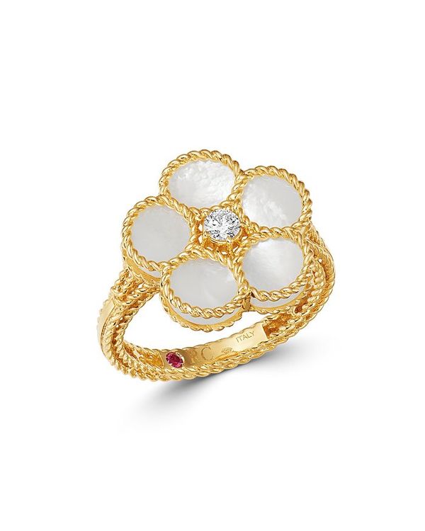 ロバートコイン レディース アクセサリー リング Roberto Coin 18K Yellow Gold Daisy Mother-of-Pearl & Diamond Ring - 100% Exclusive White/Gold ホワイト|ReVida 店