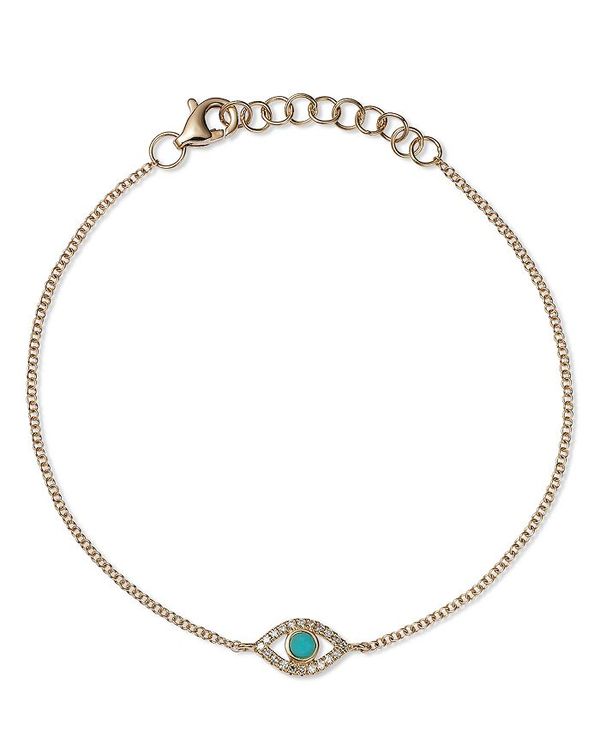 ムーン & メドウ レディース アクセサリー ブレスレット・バングル・アンクレット Moon & Meadow 14K Yellow Gold Kate Turquoise & Diamond Evil Eye Chain Bracelet Gold ゴールド