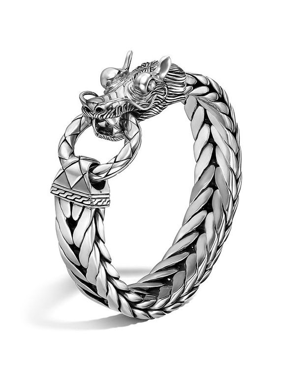 ジョン・ハーディー メンズ 佩び物 ブレスレット・バングル・アンクレット JOHN HARDY Men\u0027s Naga Silver Dragon Head Bracelet on Fishtail Chain Silver しろがね色