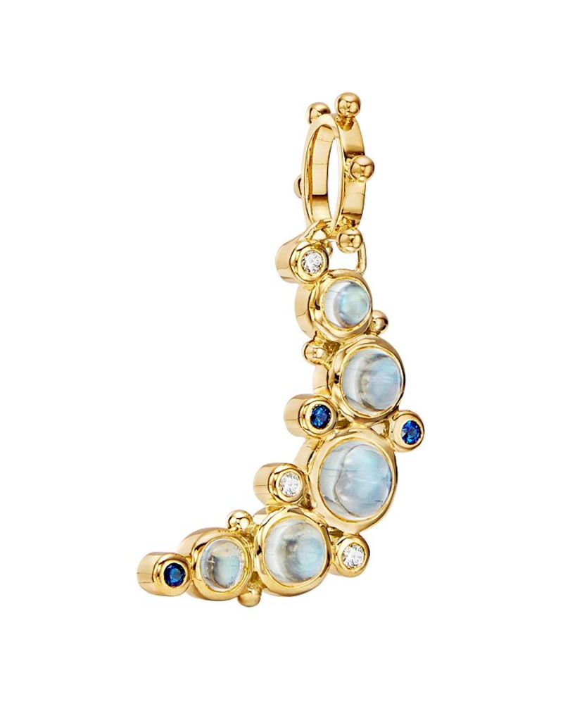 テンプル セント クレア レディース アクセサリー ネックレス・チョーカー・ペンダントトップ Temple St. Clair 18K Yellow Gold Celestial Diamond Blue Moonstone & Blue Sapphire Crescent Moon Pendant Blue/Gold ブルー