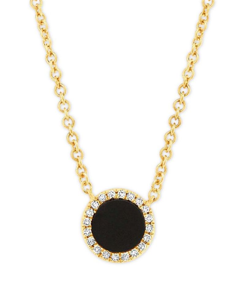 ムーン & メドウ レディース アクセサリー ネックレス・チョーカー・ペンダントトップ レース Moon & Meadow 14K Yellow Gold Onyx & Diamond Halo Pendant Necklace 18\