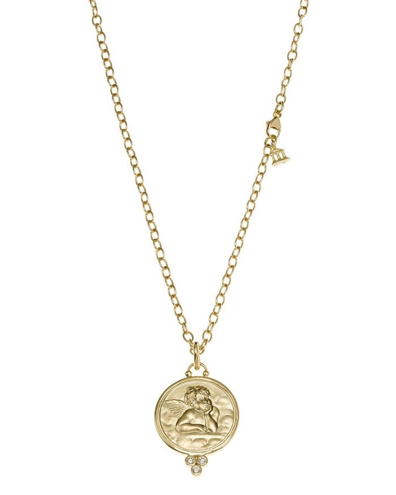 テンプル セント クレア レディース アクセサリー ネックレス・チョーカー・ペンダントトップ Temple St. Clair 18K Gold 21mm Angel Pendant with Diamonds Gold/White ホワイト