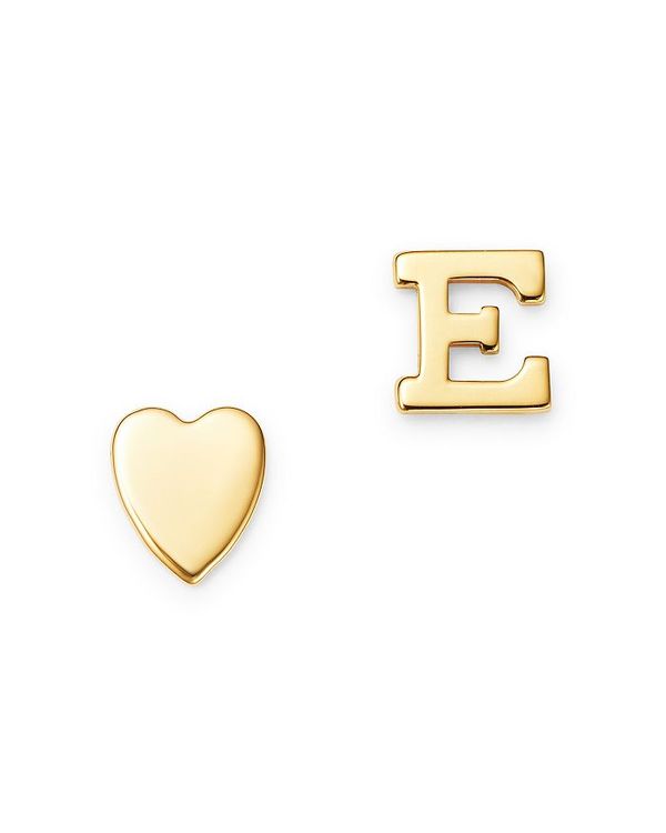ゾエレフ レディース アクセサリー ピアス・イヤリング Zoe Lev 14K Yellow Gold Heart & Initial Stud Earrings E/Gold ゴールド
