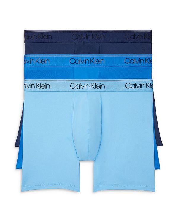 カルバンクライン メンズ ボクサーパンツ アンダーウェア Microfiber Stretch Wicking Boxer Briefs, Pack  of 3 Blue 上等