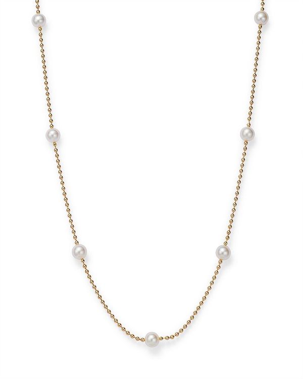 ロバートコイン レディース アクセサリー ネックレス・チョーカー・ペンダントトップ レース Roberto Coin 18K Yellow Gold Pearl Necklace White/Gold ホワイト