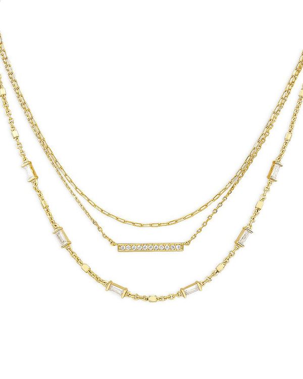 ケンドラスコット レディース アクセサリー ネックレス・チョーカー・ペンダントトップ レース Kendra Scott Addison Pave Bar & Baguette Cubic Zirconia Layered Necklace in 14K Gold Plated 16\
