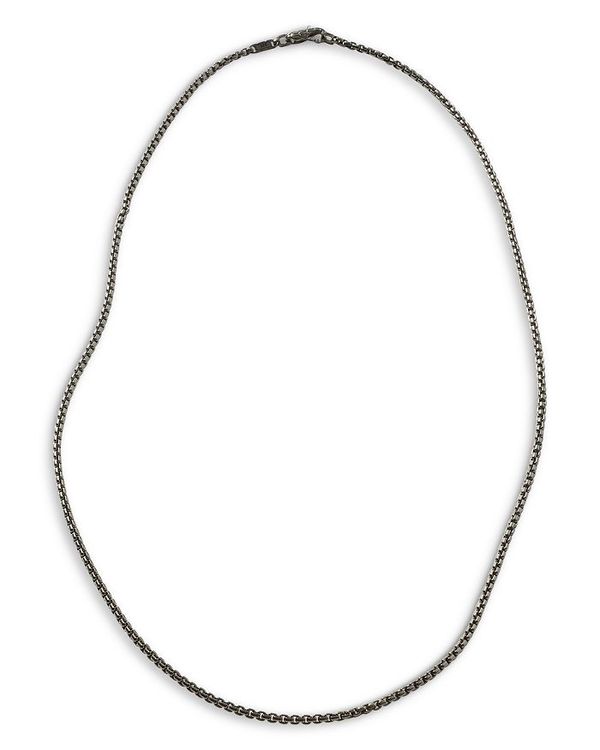 ジョン・ハーディー メンズ アクセサリー ネックレス・チョーカー・ペンダントトップ サテン レース JOHN HARDY Men's Classic Chain Silver 2.7mm Box Chain Necklace with Satin Matte Black Rhodium 24\