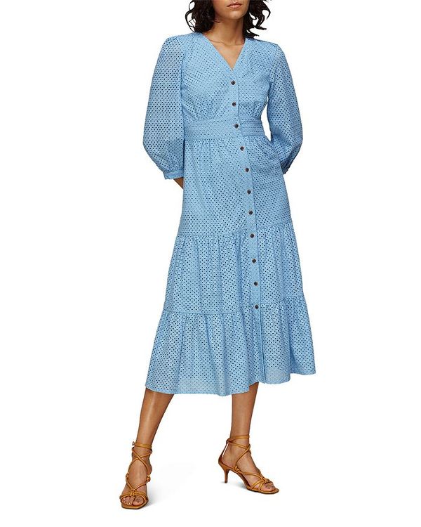 新しいコレクション ホイッスルズ レディース ワンピース トップス Sara Cotton Broderie Midi Dress Pale Blue 最新情報 Www Demetria Com Uy